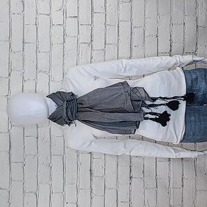 Quagga Green Label Embroidered Modal Scarf in Grey/Blue/Green